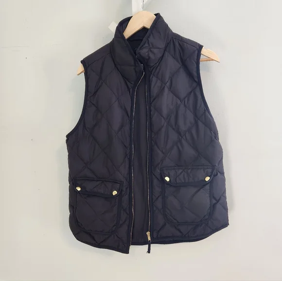 J.Crew Quilted Down Excursion Vest - Black Label Brown Black Puffer - Picture 9 of 14